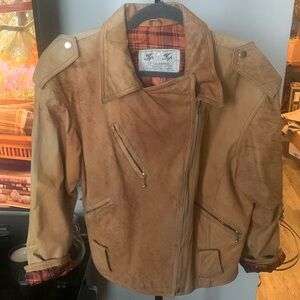 Distressed 80s Caramel Leather Blazer